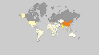 Map of countries by Peanut production Thumbnail