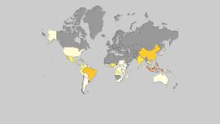 Map of countries by Pineapple production Thumbnail