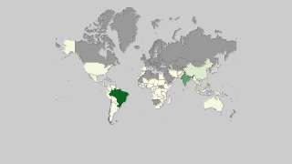 Map of countries by Sugarcane production Thumbnail